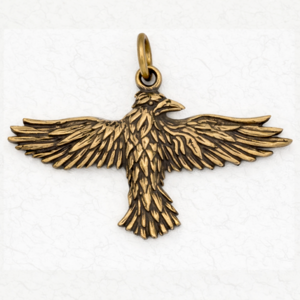 Celtic Bronze Pendant Necklace - Celtic Raven