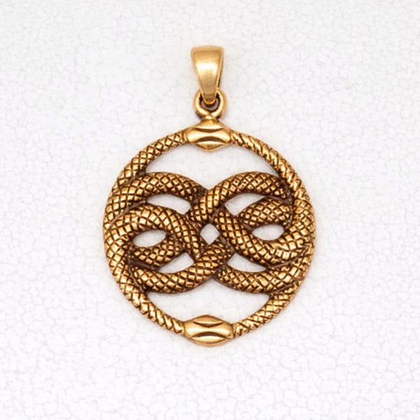 Wicca Bronze Pendant Necklace - Ouroboros