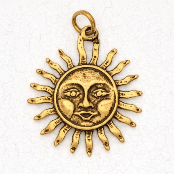 Bronze Celestial Pendant Necklace – Sun Face