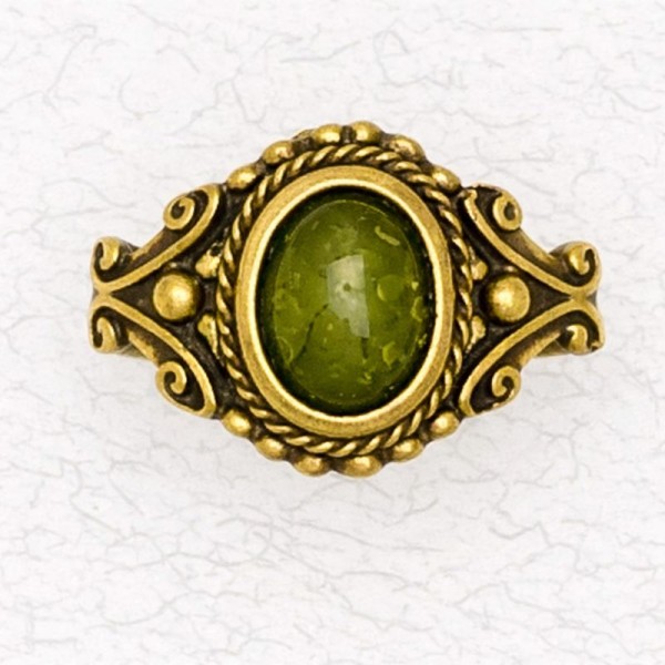 Bronze Ladies' Ring - Balinese Style with Genuine Stone