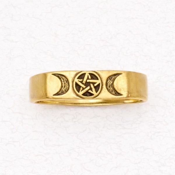 Bronze Ladies' Ring – Pentacle with Triple Moon
