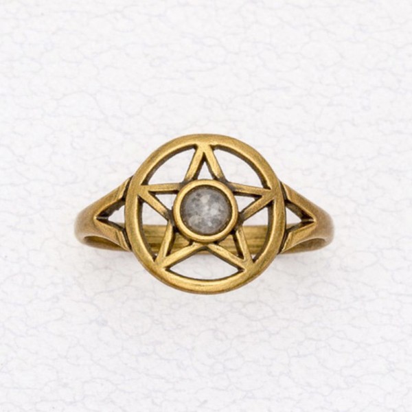 Bronze Ladies' Ring – Pentacle Set with Genuine Stone