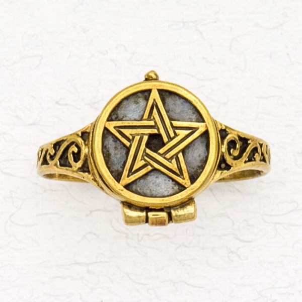 Bronze Poison Ring - Pentacle