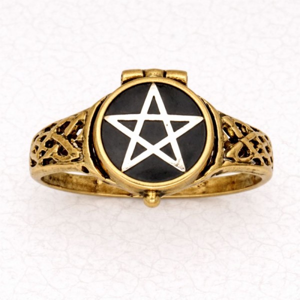 Bronze Poison Ring - Pentacle