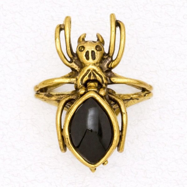 Bronze Poison Ring - Black Widow Spider