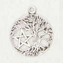 Wicca Pewter Pendant Necklace - Pentacle in Tree of Life