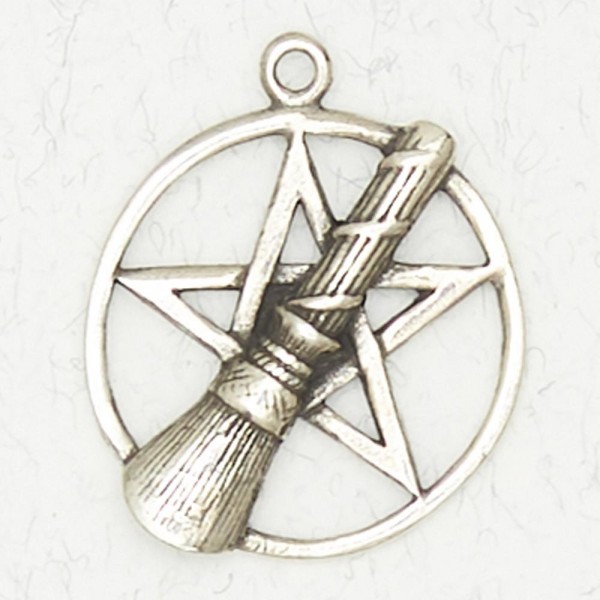 Wicca Pewter Pendant Necklace - Witch’s Broom