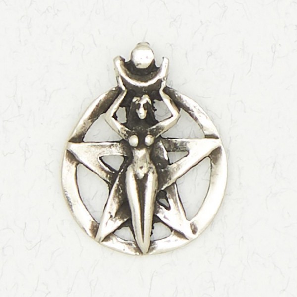 Wicca Pewter Pendant Necklace - Pentacle of the Goddess