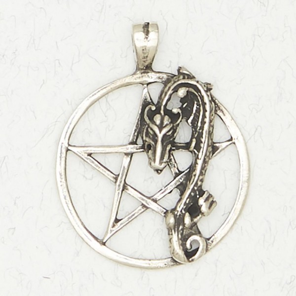 Wicca Pewter Pendant Necklace - Pentacle of the Dragon