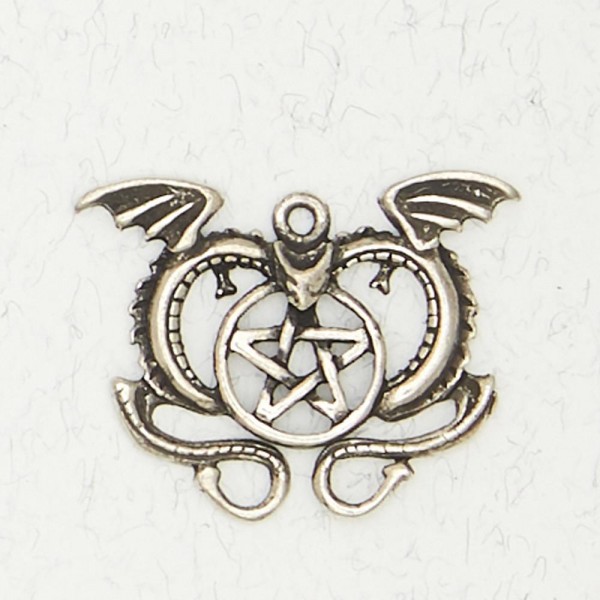 Wicca Pewter Pendant Necklace - Pentacle of the Dragon
